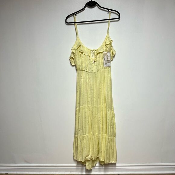NWT “Sundress” Rudy Saint Barth Sunshine yellow Sequinned maxi dress Sz - Picture 5 of 10